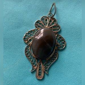 Vintage Natural Gray Agate Pendant